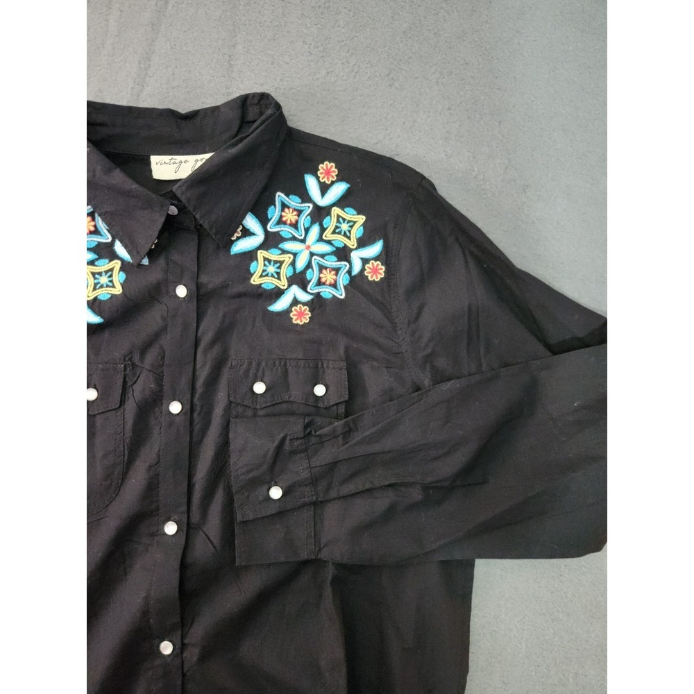 Vintage Goa NWT Embroidered Western Shirt Boho‎ Prairie Rodeo Cowgirl Sz XL